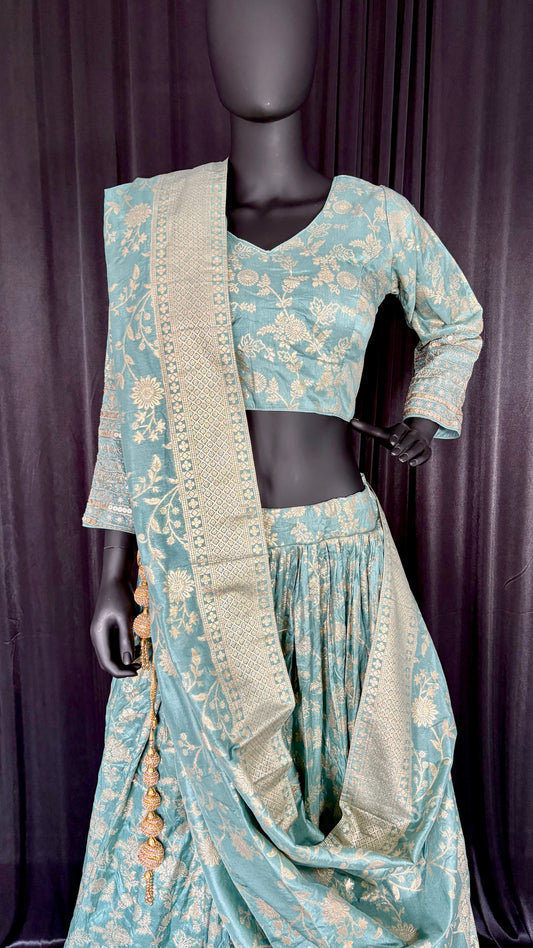 Benarasi Ice blue lehenga