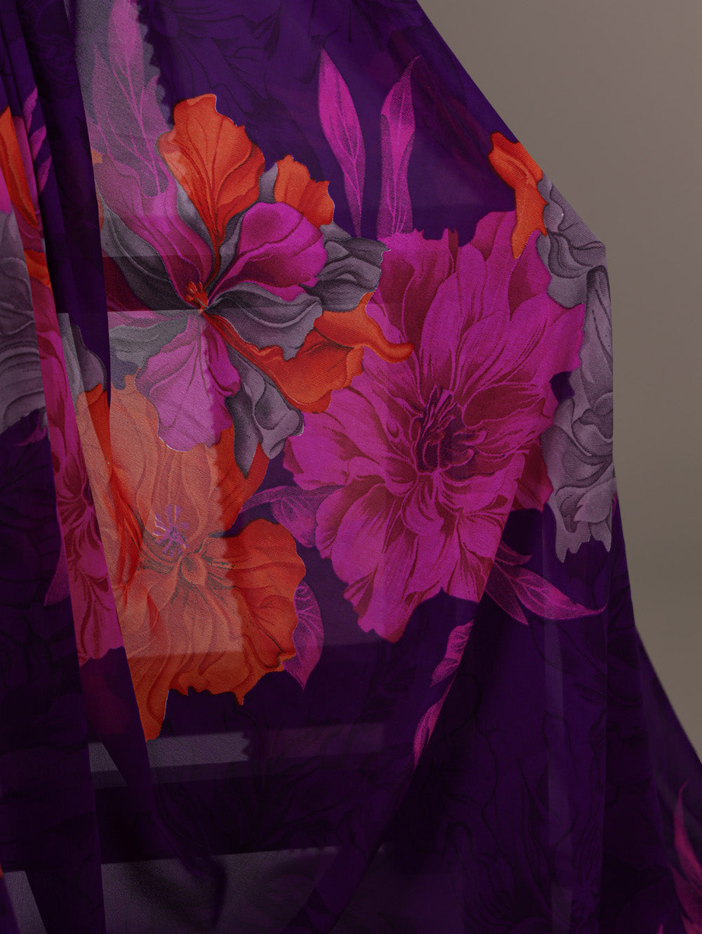 Purple floral saree