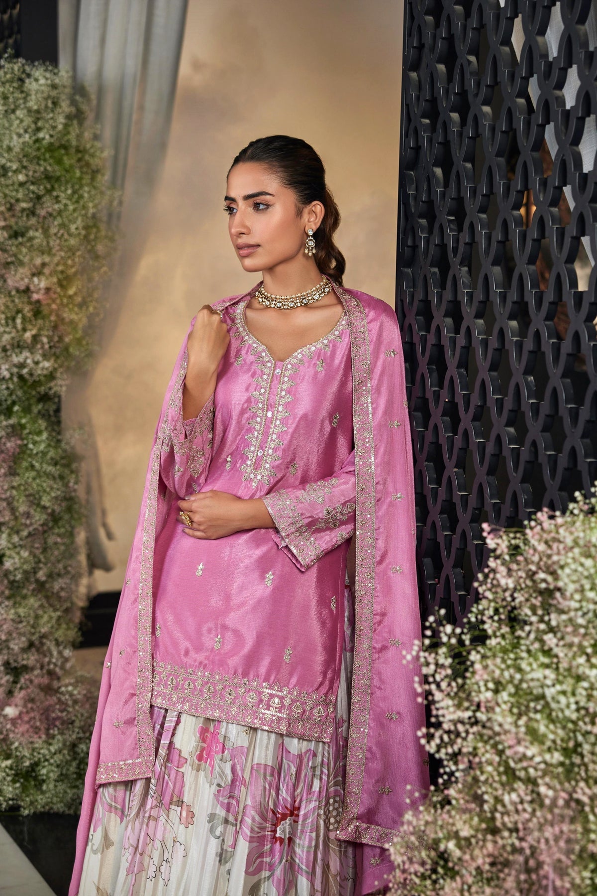 Rose Long top Lehenga