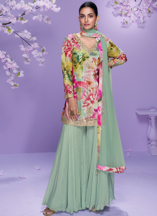 Pastel Green Foral Suitl