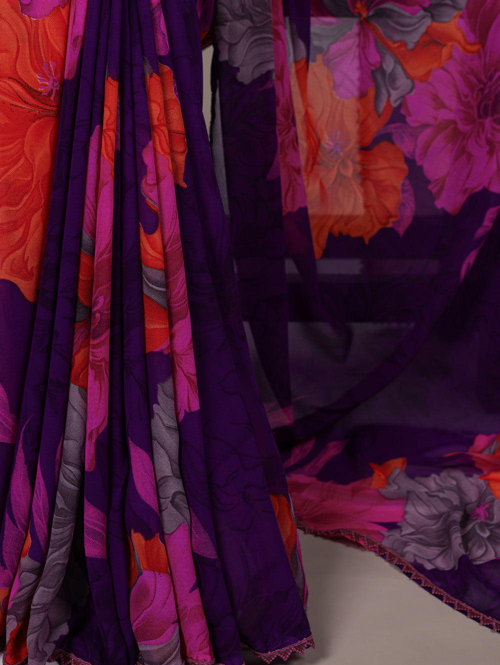 Purple floral saree